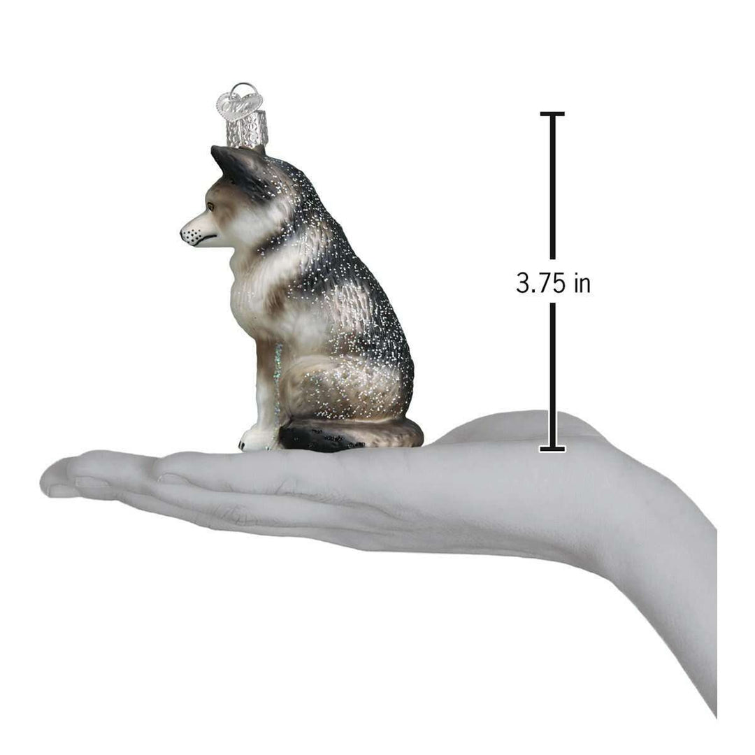 Old World Christmas Sitting Wolf Blown Glass Ornament