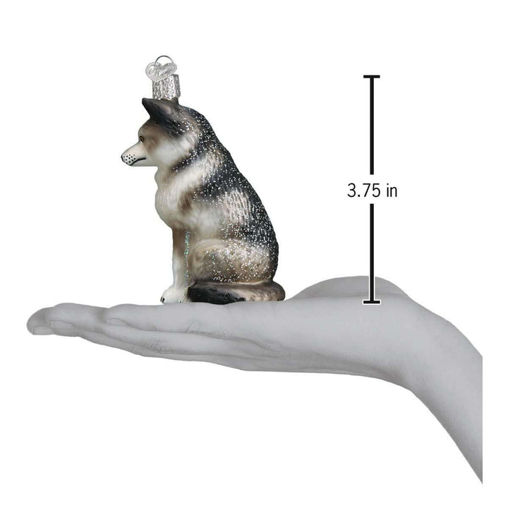 Old World Christmas Sitting Wolf Blown Glass Ornament
