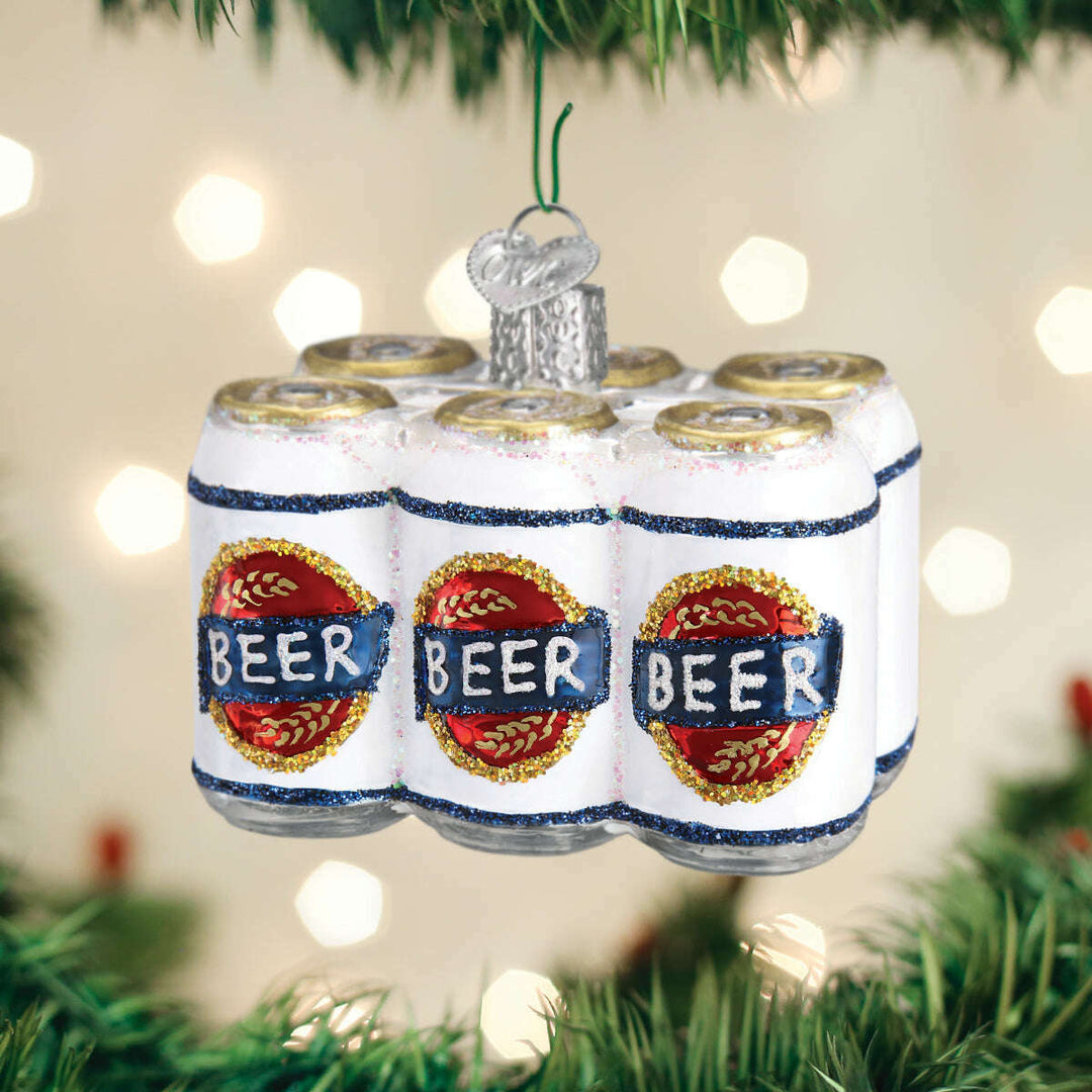 Old World Christmas Six Pack of Beer Blown Glass Ornament