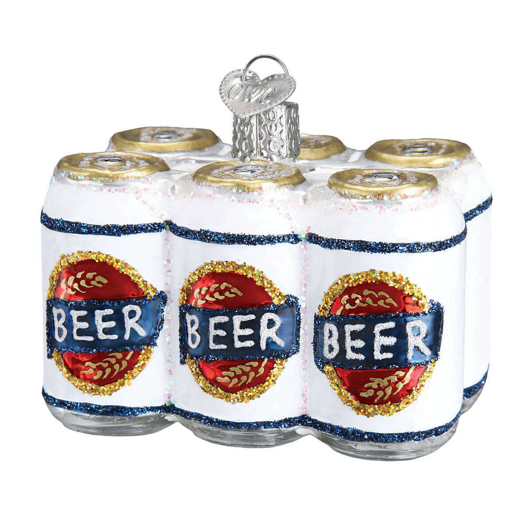 Old World Christmas Six Pack of Beer Blown Glass Ornament
