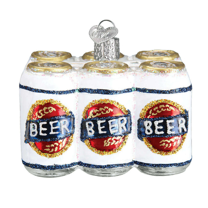 Old World Christmas Six Pack of Beer Blown Glass Ornament