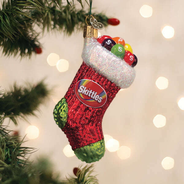 Old World Christmas SKITTLES Stocking Blown Glass Ornament