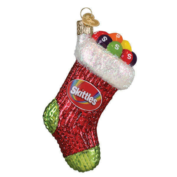 Old World Christmas SKITTLES Stocking Blown Glass Ornament