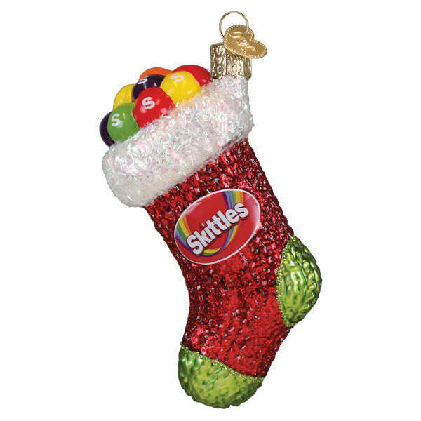 Old World Christmas SKITTLES Stocking Blown Glass Ornament