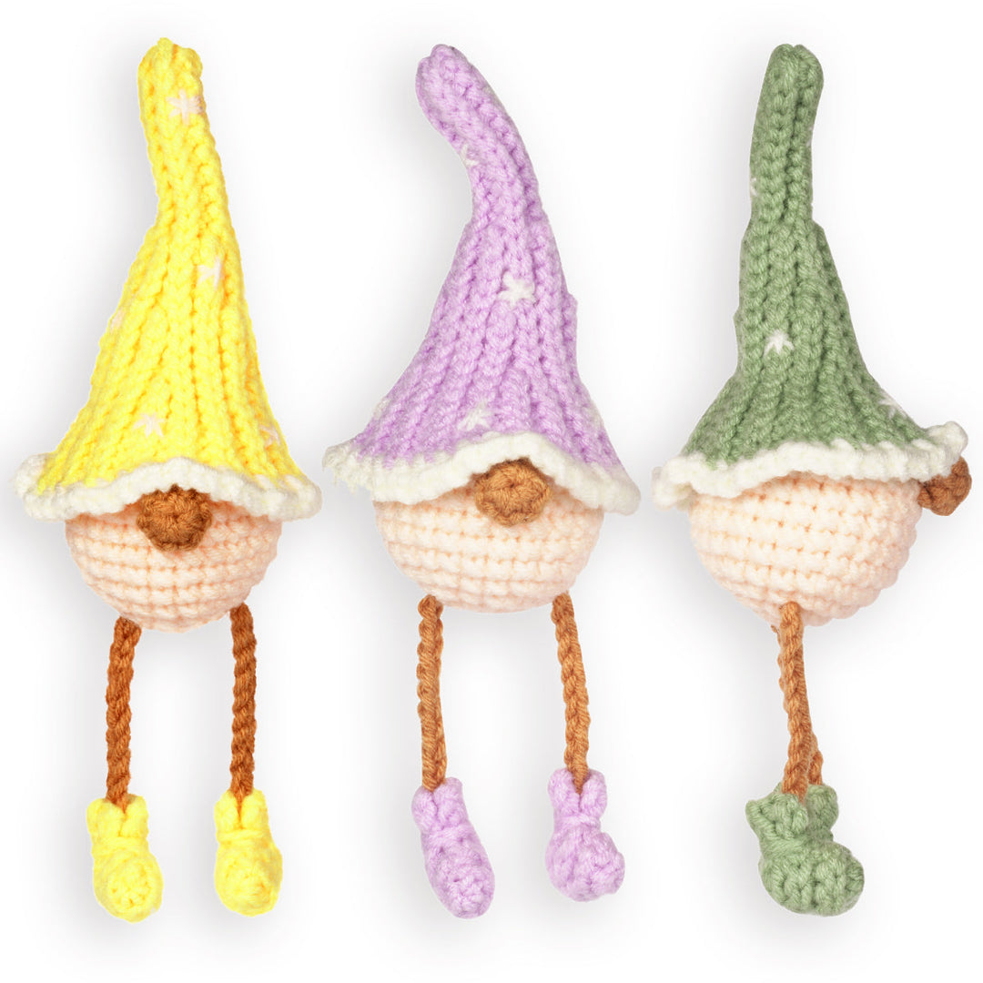 Colorful Gnomes. Gnome Amigurumi DIY Crochet Kit Wizardi F07N8-M25