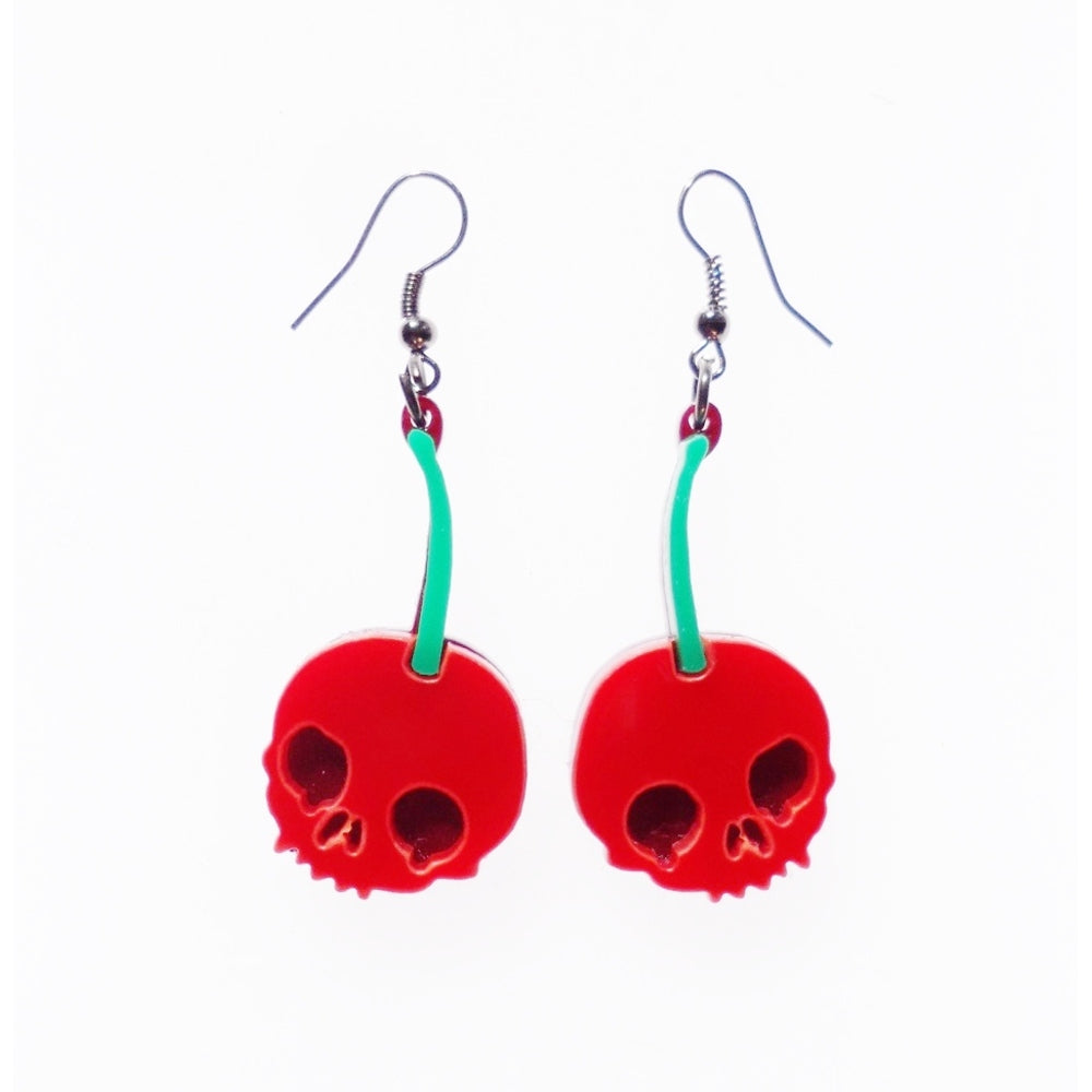 Skull Cherry Earrings by Cherryloco Jewellery