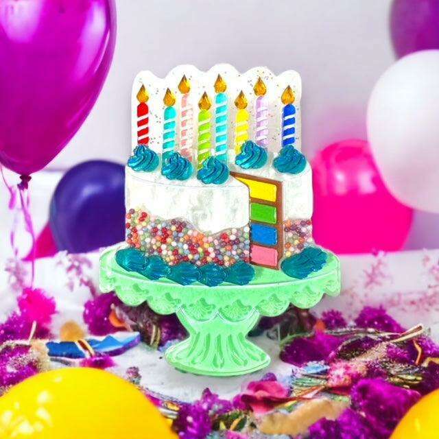 "Slice, Slice Baby" Birthday Cake Brooch by Lipstick & Chrome – view 2