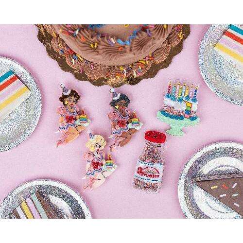 "Slice, Slice Baby" Birthday Cake Brooch by Lipstick & Chrome – view 7