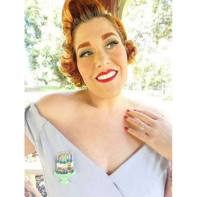 "Slice, Slice Baby" Birthday Cake Brooch by Lipstick & Chrome – view 10