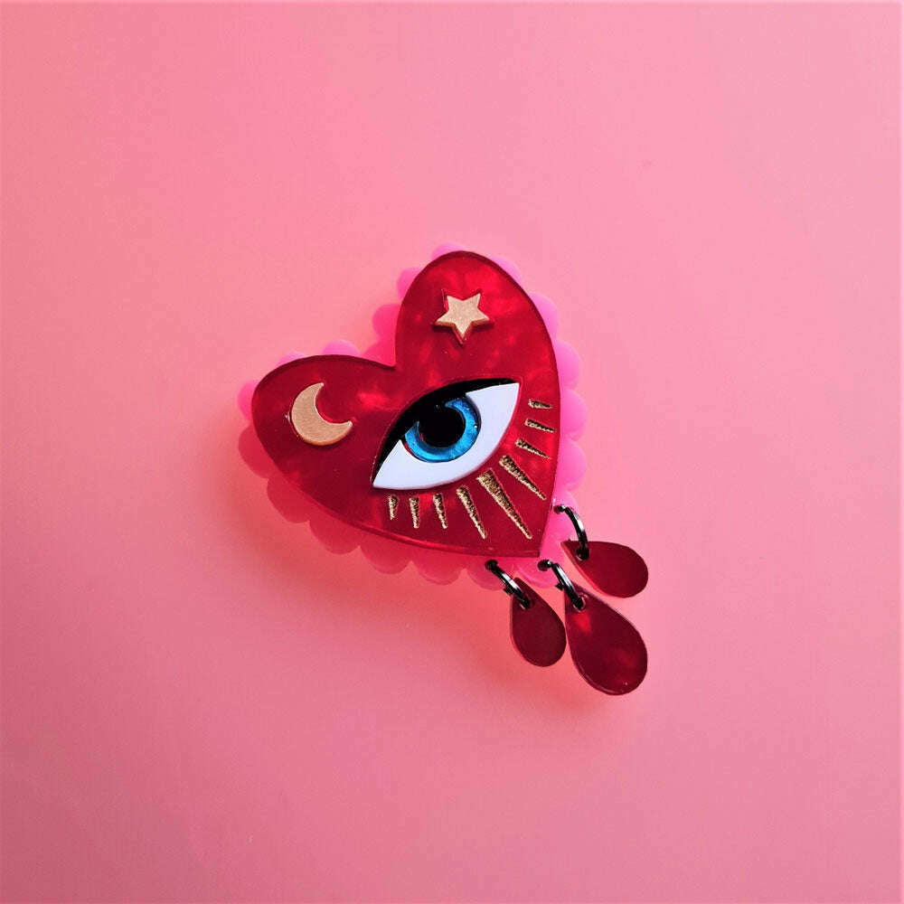 Small Flaming Heart Brooch by Cherryloco Jewellery 2