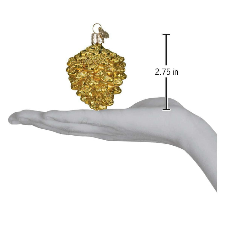Old World Christmas Small Gold Pine Cone Blown Glass Ornament