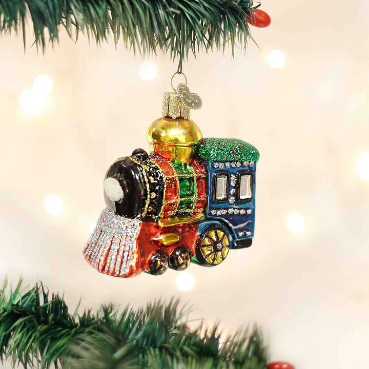 Old World Christmas Small Locomotive Blown Glass Ornament