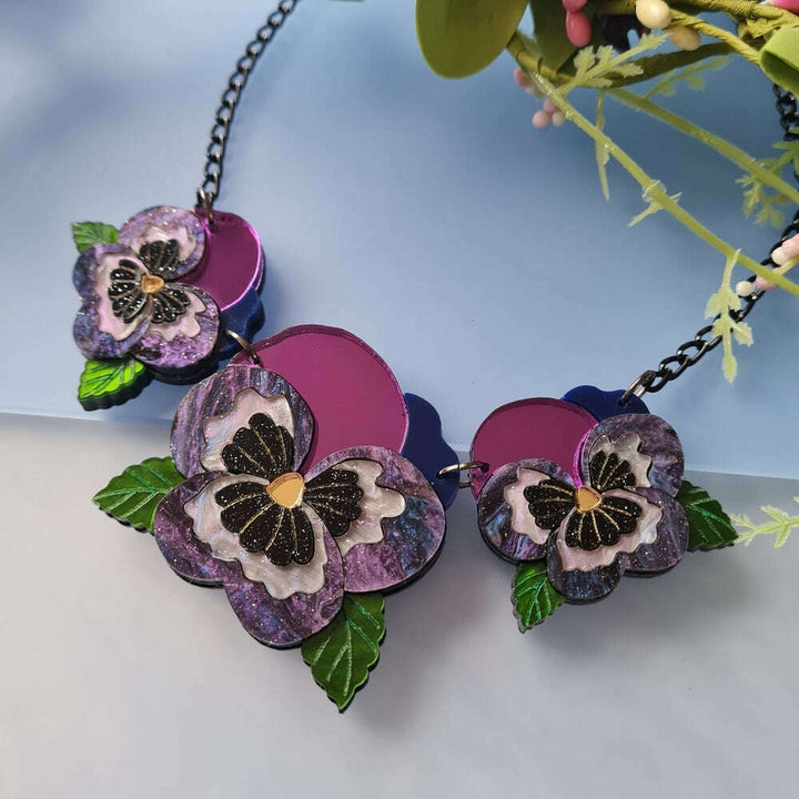 Small Pansy Charm Necklace - Pre Order by Cherryloco Jewellery 