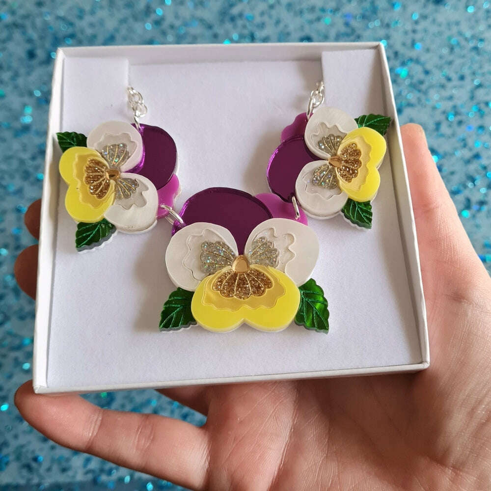 Small Pansy Charm Necklace - Pre Order by Cherryloco Jewellery 6