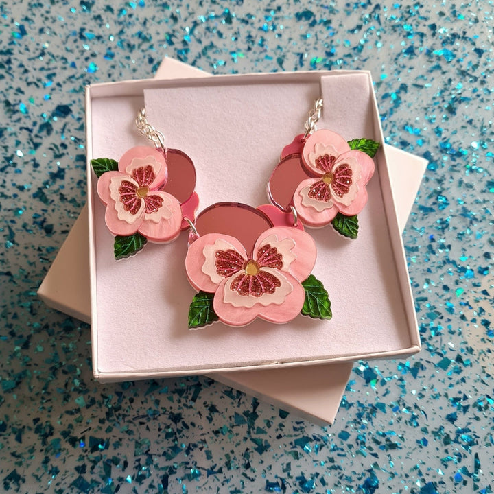 Small Pansy Charm Necklace - Pre Order by Cherryloco Jewellery 5
