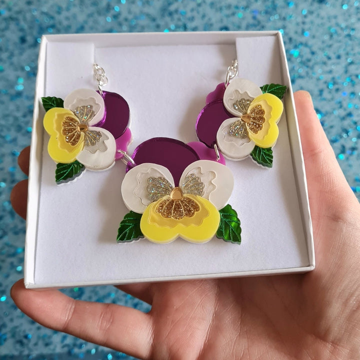 Small Pansy Charm Necklace - Pre Order by Cherryloco Jewellery 6