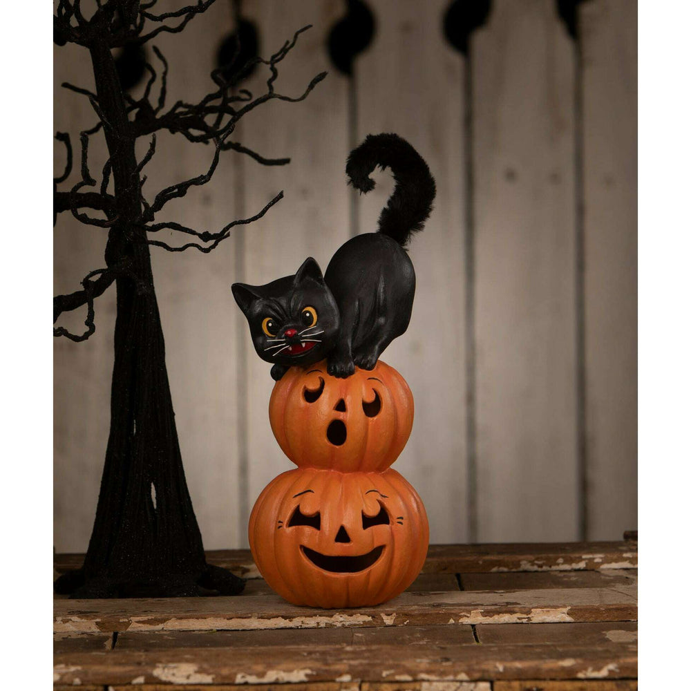 Small Pumpkin Stack Black Cat by Bethany Lowe Designs, image 2