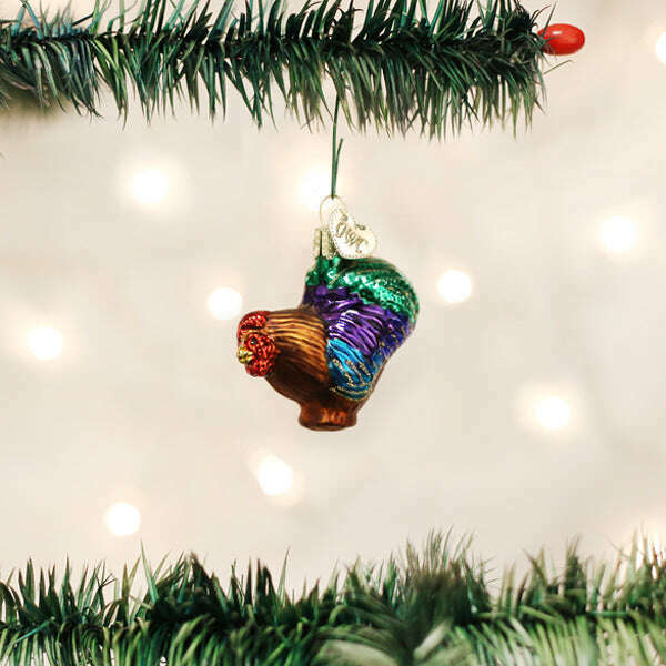 Old World Christmas Small Rooster Blown Glass Ornament