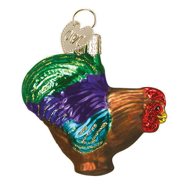 Old World Christmas Small Rooster Blown Glass Ornament