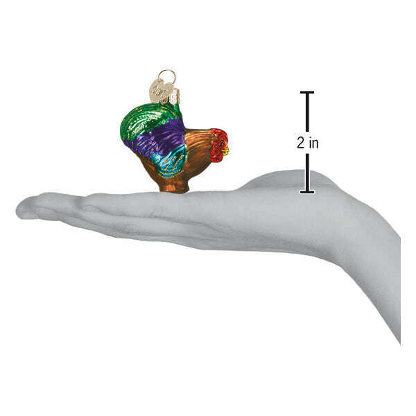 Old World Christmas Small Rooster Blown Glass Ornament