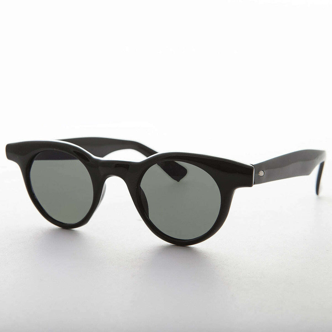 Small Round Horn Rim Preppy Vintage Sunglass - Sydney