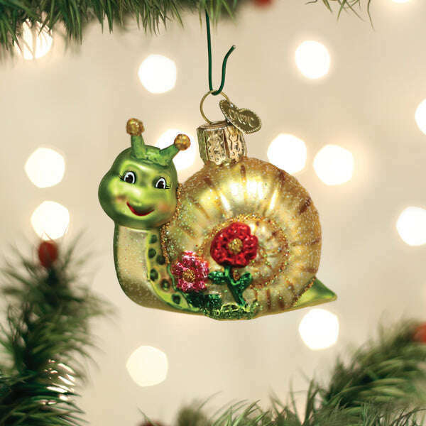 Old World Christmas Smiley Snail Blown Glass Ornament