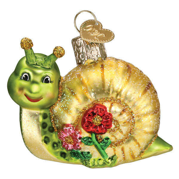 Old World Christmas Smiley Snail Blown Glass Ornament
