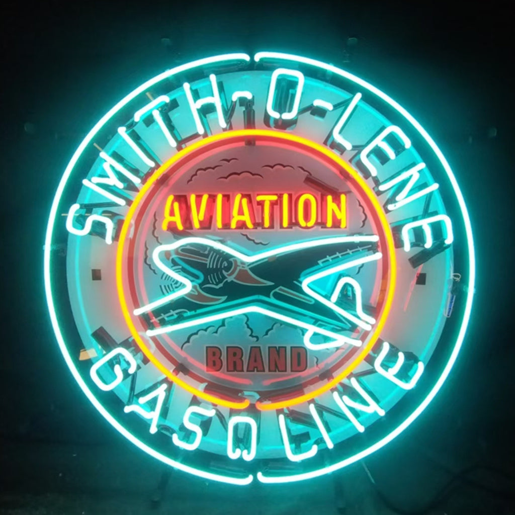 Light Blue Smith-o-lene Gasoline Aviation Brand Neon Signs Light