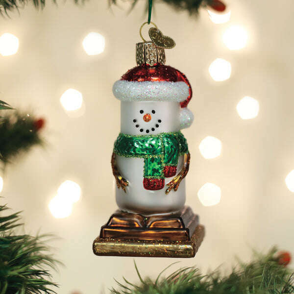 Old World Christmas S'mores Snowman Blown Glass Ornament