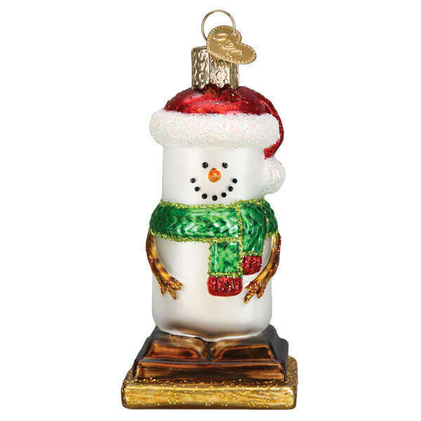 Old World Christmas S'mores Snowman Blown Glass Ornament