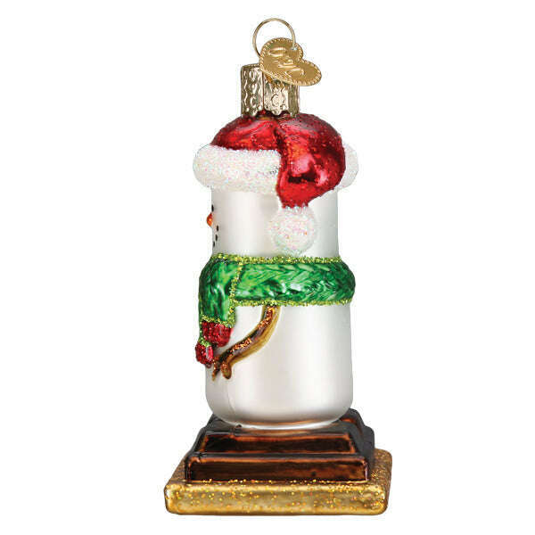 Old World Christmas S'mores Snowman Blown Glass Ornament