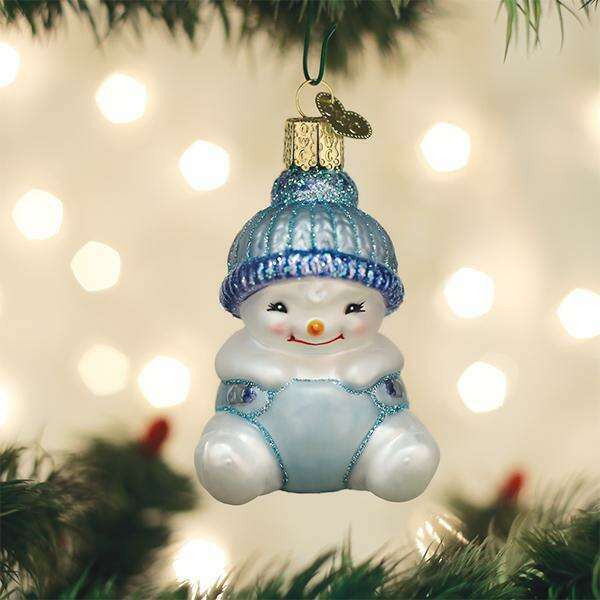 Old World Christmas Snow Baby Boy Blown Glass Ornament