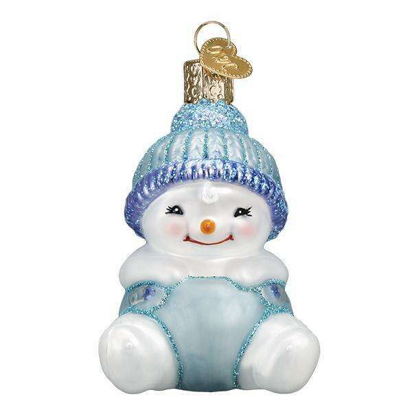 Old World Christmas Snow Baby Boy Blown Glass Ornament