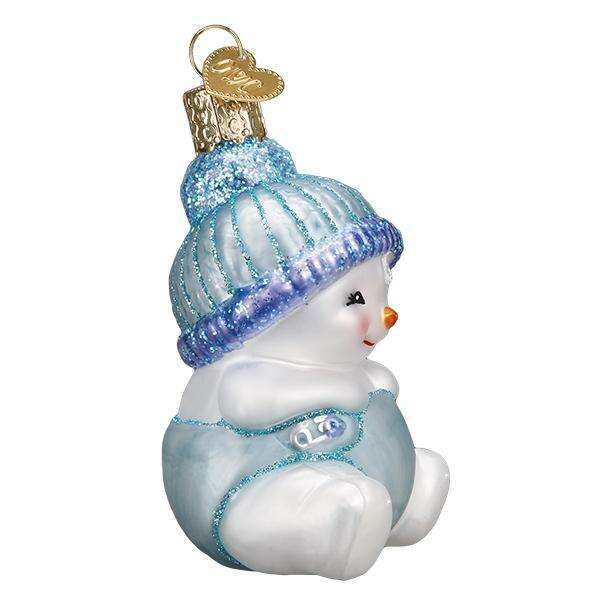 Old World Christmas Snow Baby Boy Blown Glass Ornament