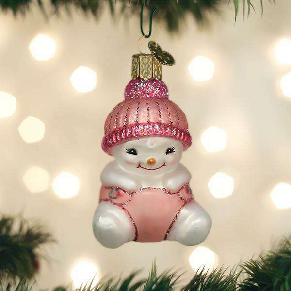 Old World Christmas Snow Baby Girl Blown Glass Ornament