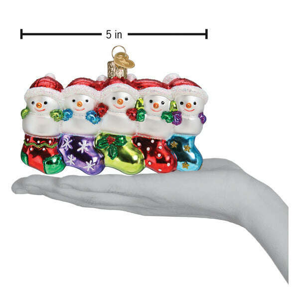 Old World Christmas Snow Family Of 5 Blown Glass Ornament