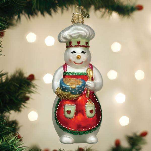 Old World Christmas Snow Woman Chef Blown Glass Ornament