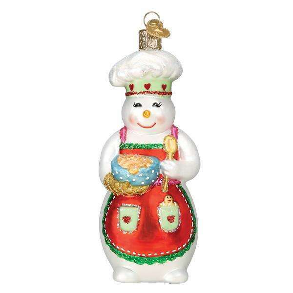 Old World Christmas Snow Woman Chef Blown Glass Ornament