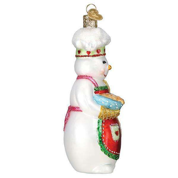 Old World Christmas Snow Woman Chef Blown Glass Ornament
