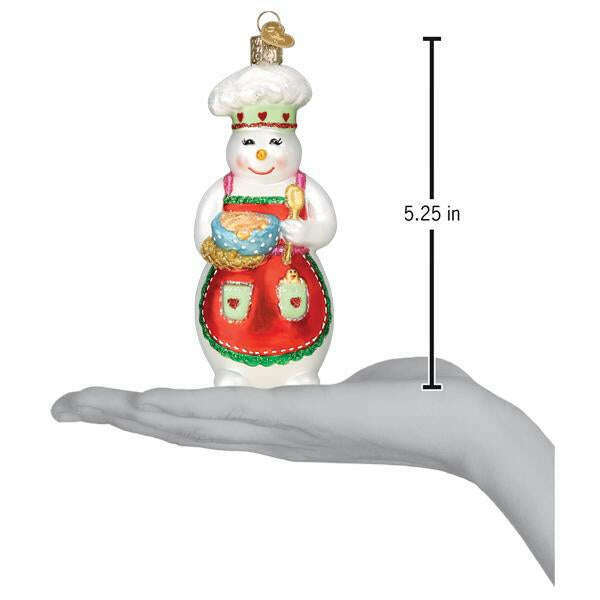 Old World Christmas Snow Woman Chef Blown Glass Ornament