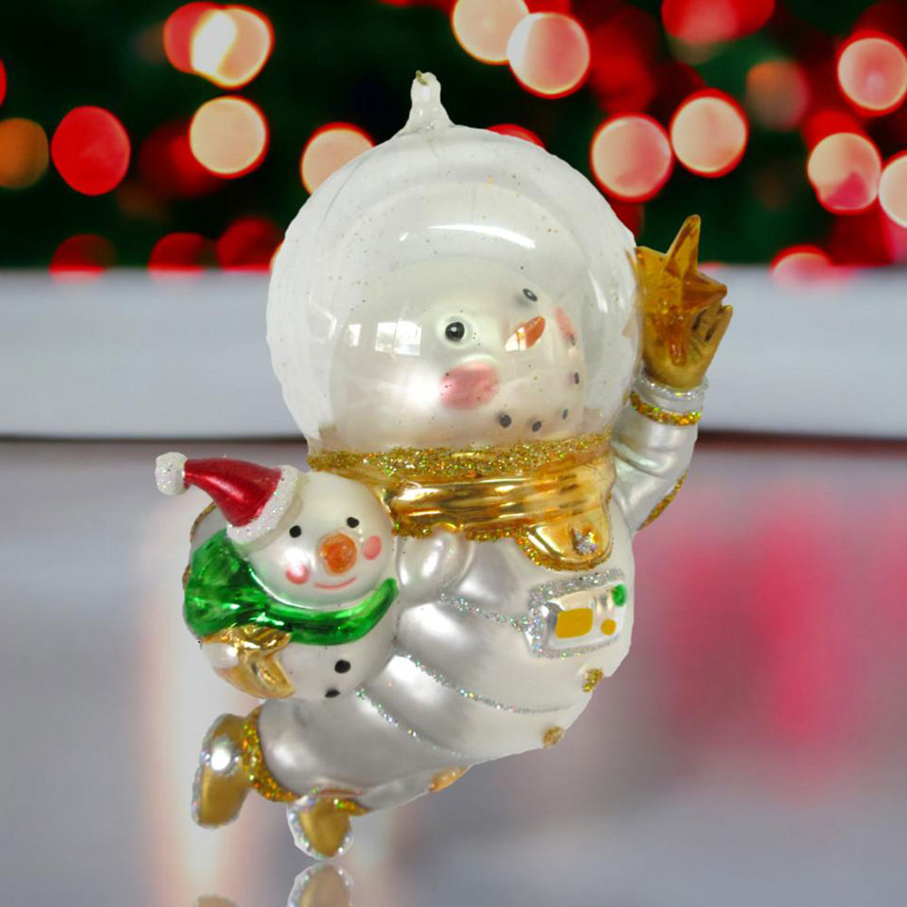 Snowman in Space Suit Ornament by December Diamonds 