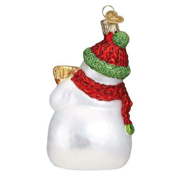 Old World Christmas Snowman With Broom Blown Glass Ornament