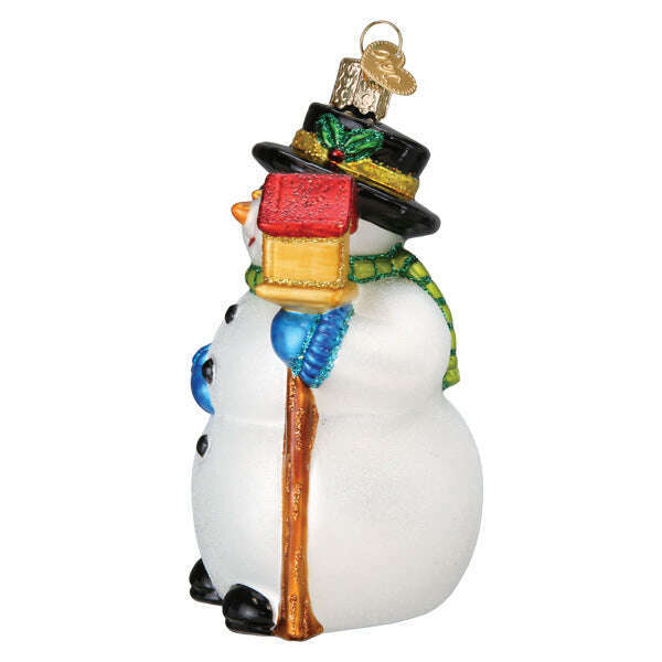 Old World Christmas Snowman with Cardinal Blown Glass Ornament