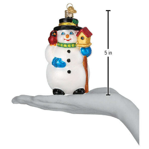 Old World Christmas Snowman with Cardinal Blown Glass Ornament