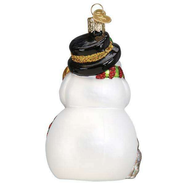 Old World Christmas Snowman With Playful Pets Blown Glass Ornament