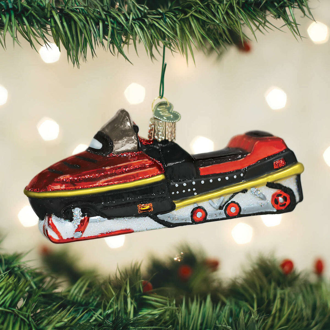 Old World Christmas Snowmobile Blown Glass Ornament