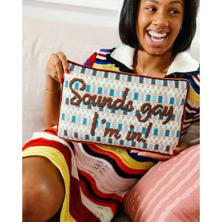 Sounds Gay Needlepoint Pillow