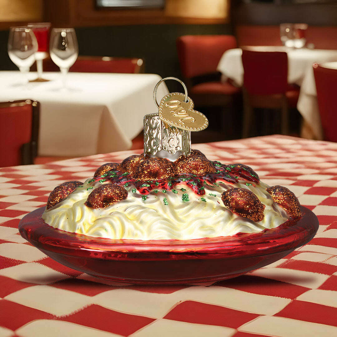 Old World Christmas Spaghetti and Meatballs Blown Glass Ornament