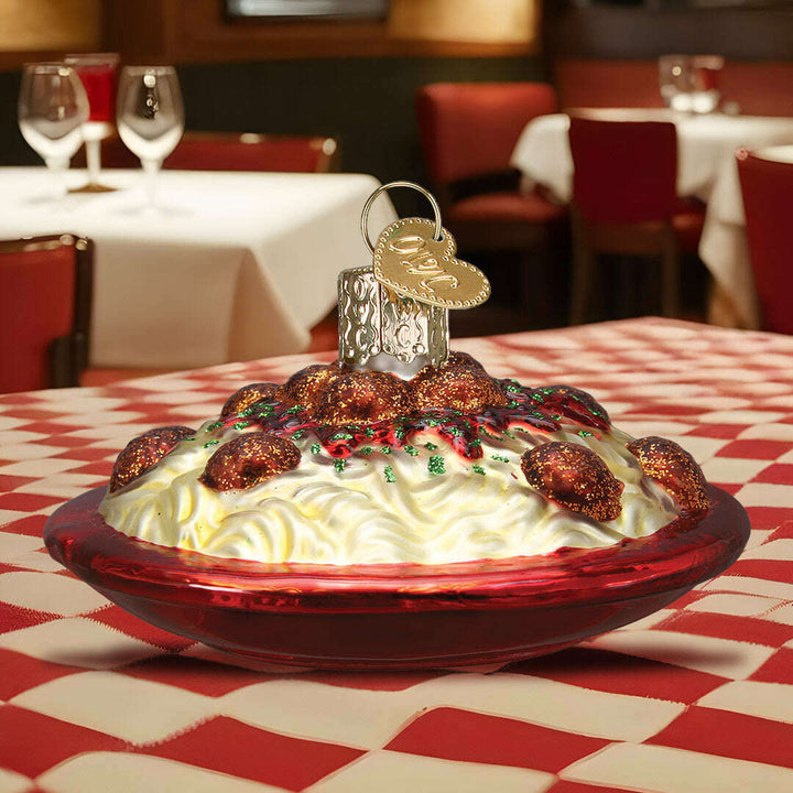 Old World Christmas Spaghetti and Meatballs Blown Glass Ornament
