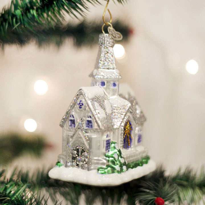 Old World Christmas Sparkling Cathedral Blown Glass Ornament